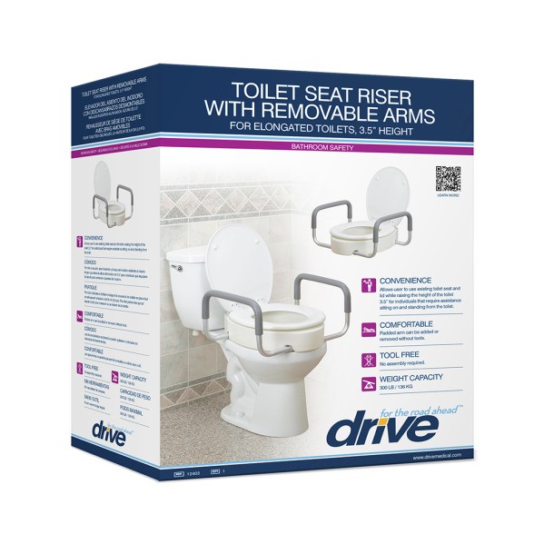 Premium Raised Toilet Seat w/ Removable Arms