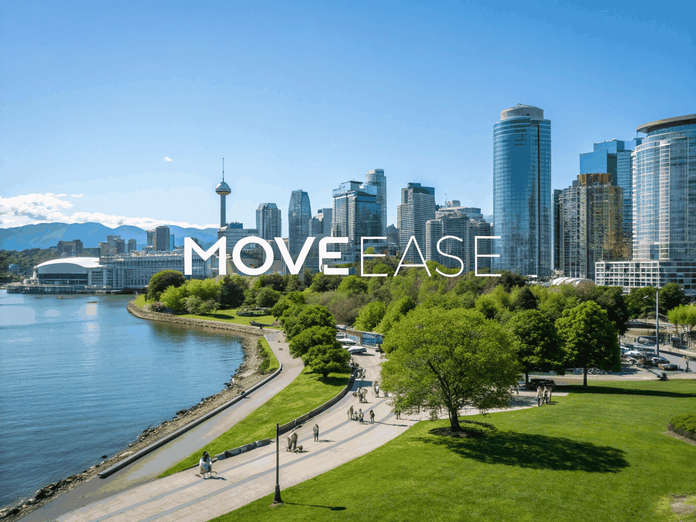 Vancouver skyline and residential neighborhoods with coastal mountains in the background